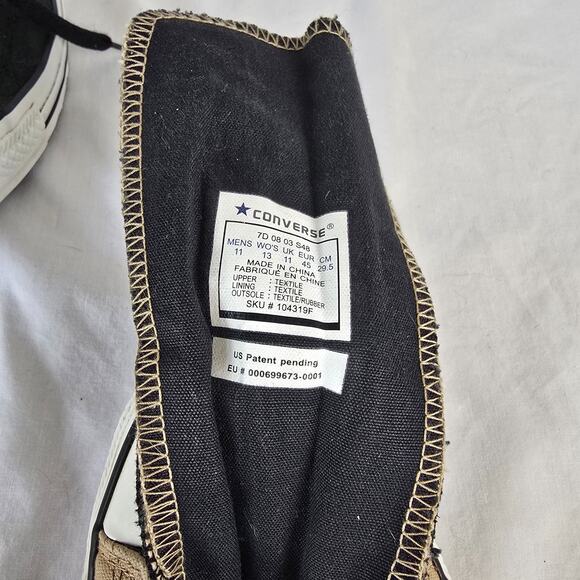 Converse Chuck Taylor All Star Hi Men's 11 Black Tan Double Fold Down 104319F - Picture 6 of 16